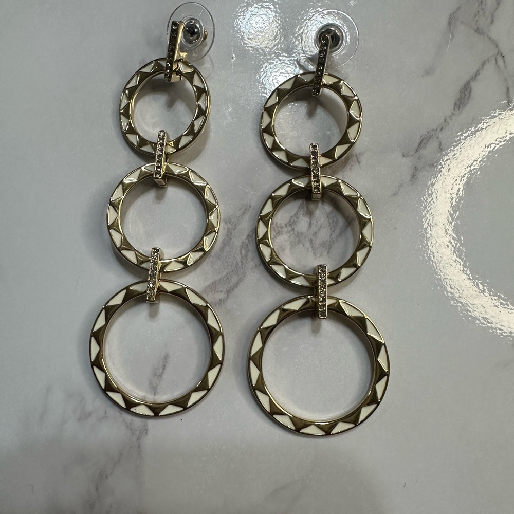 House of Harlow 1960 Gold and White Geometric Earrings